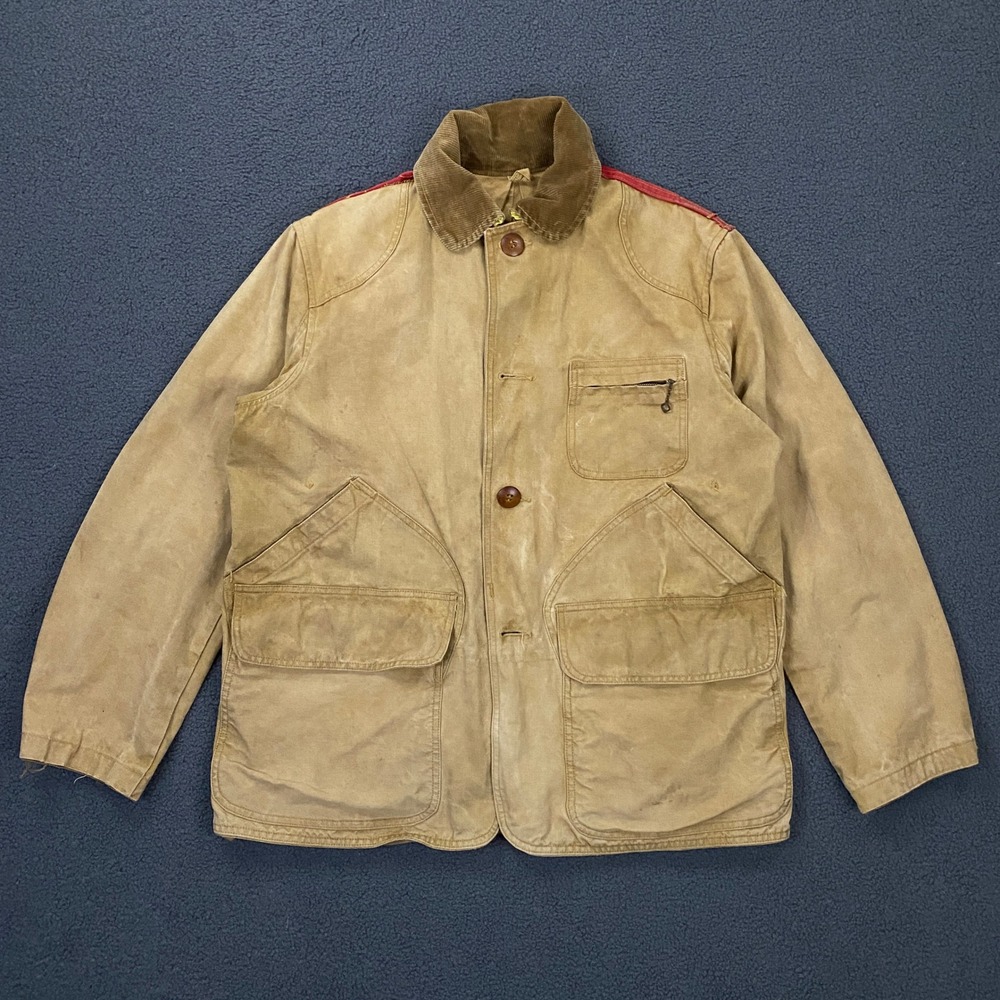 Vintage 1950s American Field Hunting Jacket FITS XL Duck Canvas Workwear Coat